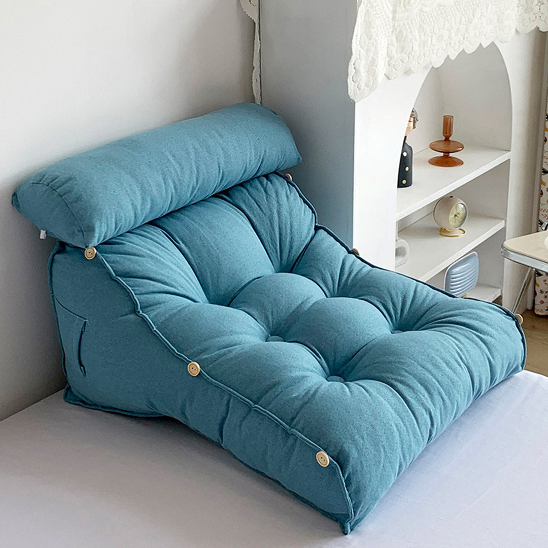 60cm Blue Wedge Lumbar Pillow