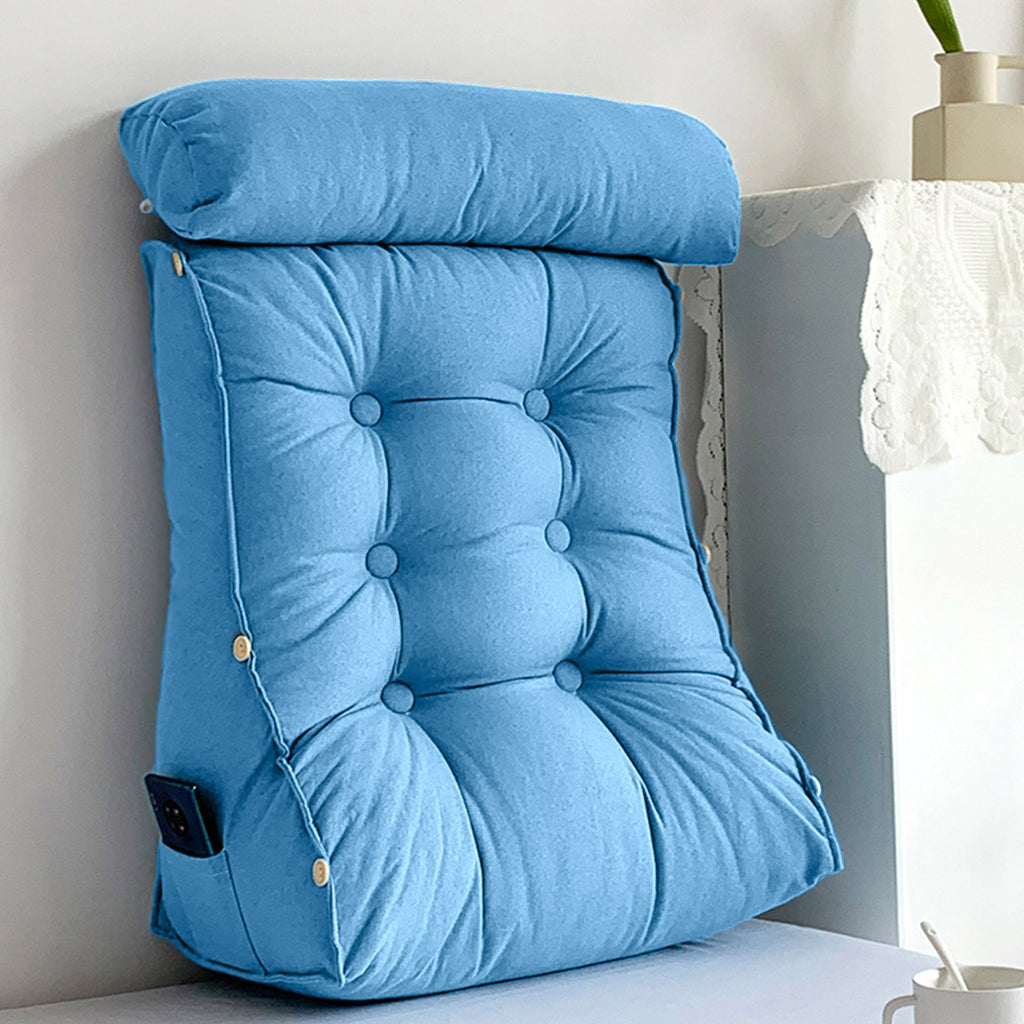 45cm Blue Wedge Lumbar Pillow