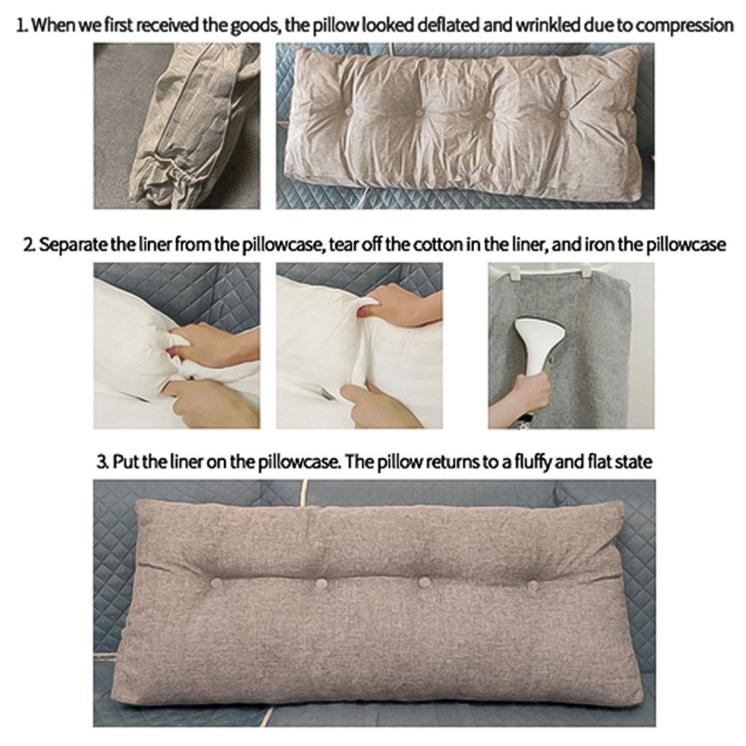 SOGA 180cm Grey Wedge Bed Cushion