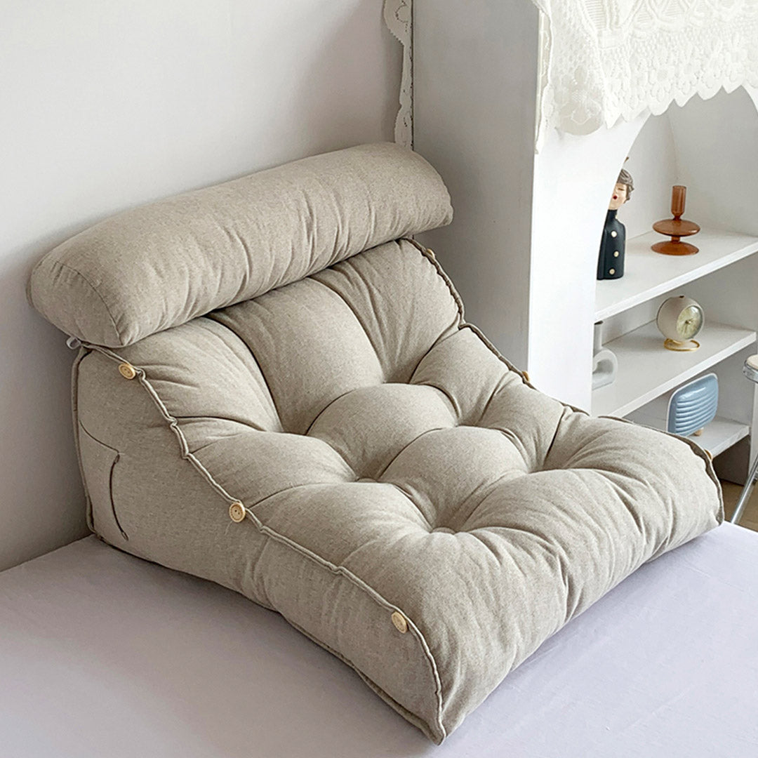45cm White Wedge Lumbar Pillow