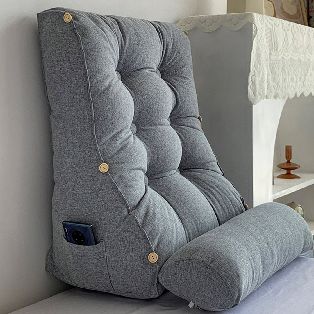 60cm Silver Wedge Lumbar Pillow