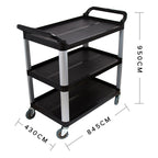 3 Tier Utility Cart Black 83.5x43x95cm Small