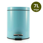 Foot Pedal Stainless Steel Trash Bin Round 7L Blue