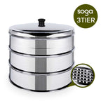 3 Tier Stainless Steel Steamers With Lid 25cm