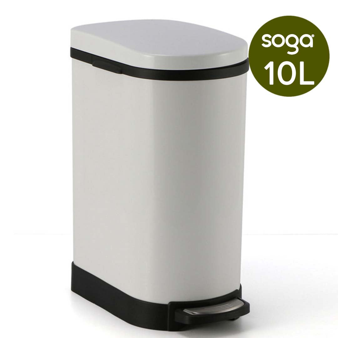 Foot Pedal Stainless Steel Trash Bin 10L U White
