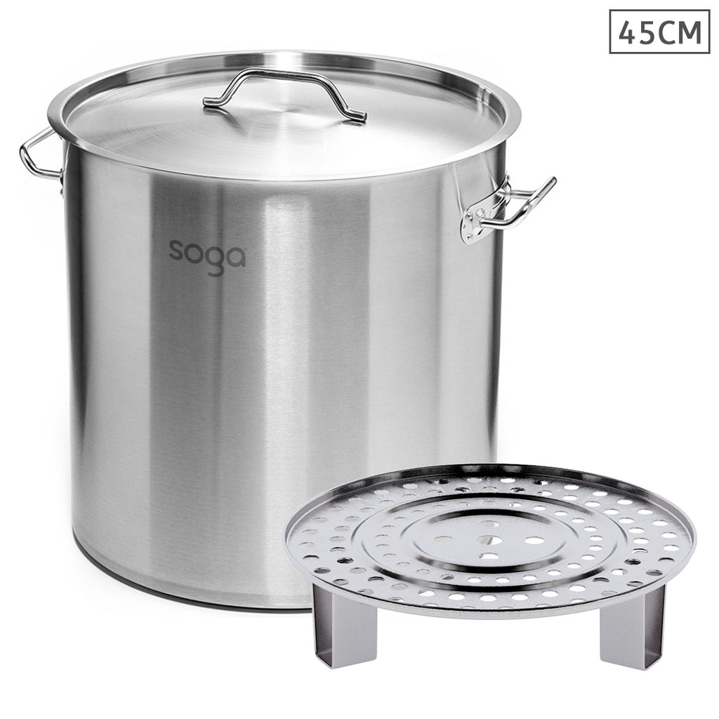 50L Stainless Steel Stock Pot with One Steamer Rack