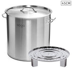 50L Stainless Steel Stock Pot with One Steamer Rack