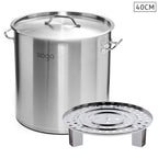 50L Stainless Steel Stock Pot with One Steamer Rack