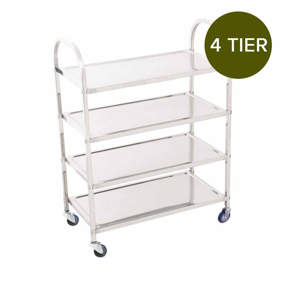 4 Tier Stainless Steel Utility Cart Square Medium